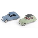 Two Unboxed French Dinky Toys Citroen 2CV