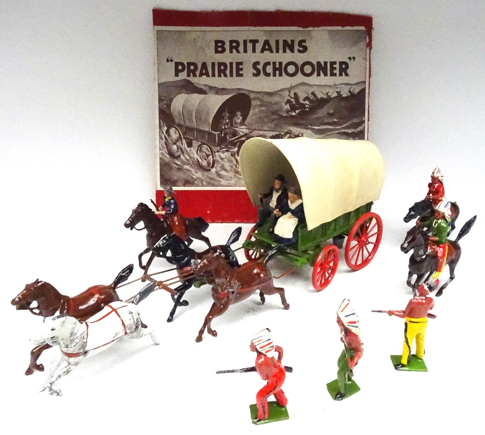 Britains set 2042, Prairie Schooner with Cowboy and Indians - Image 3 of 6