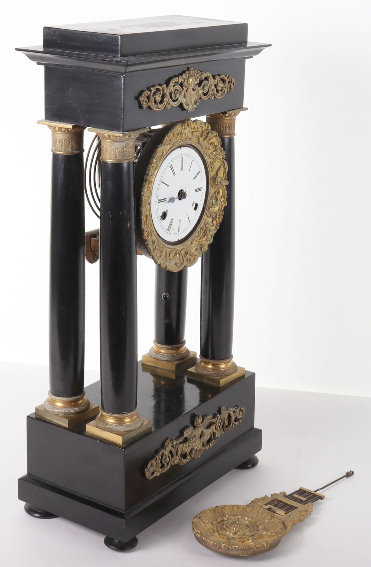 A late 19th/early 20th century German four pillar mantle clock by F.M.S (Friedrich Mauthe Schwenning - Bild 8 aus 9