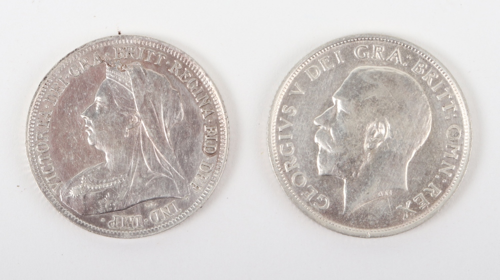 Victoria Shilling 1898 and George V shilling 1911 - Image 2 of 2