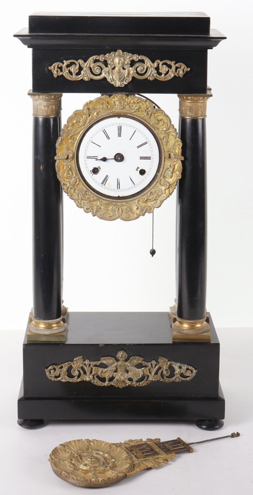 A late 19th/early 20th century German four pillar mantle clock by F.M.S (Friedrich Mauthe Schwenning