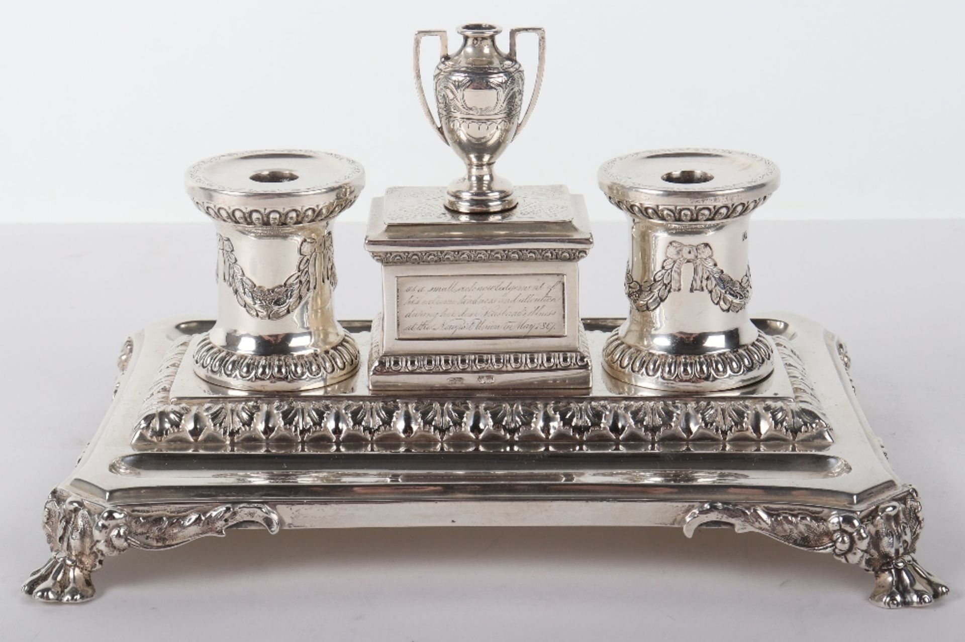 A Victorian silver inkstand, Henry Wilkinson, London 1866 - Image 2 of 7