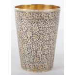 A good Persian silver gilt beaker