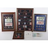 Four framed and glazed coin and banknote displays