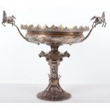 An impressive 19th century military silver tazza/centrepiece commemorating the 5th Royal Inniskilli