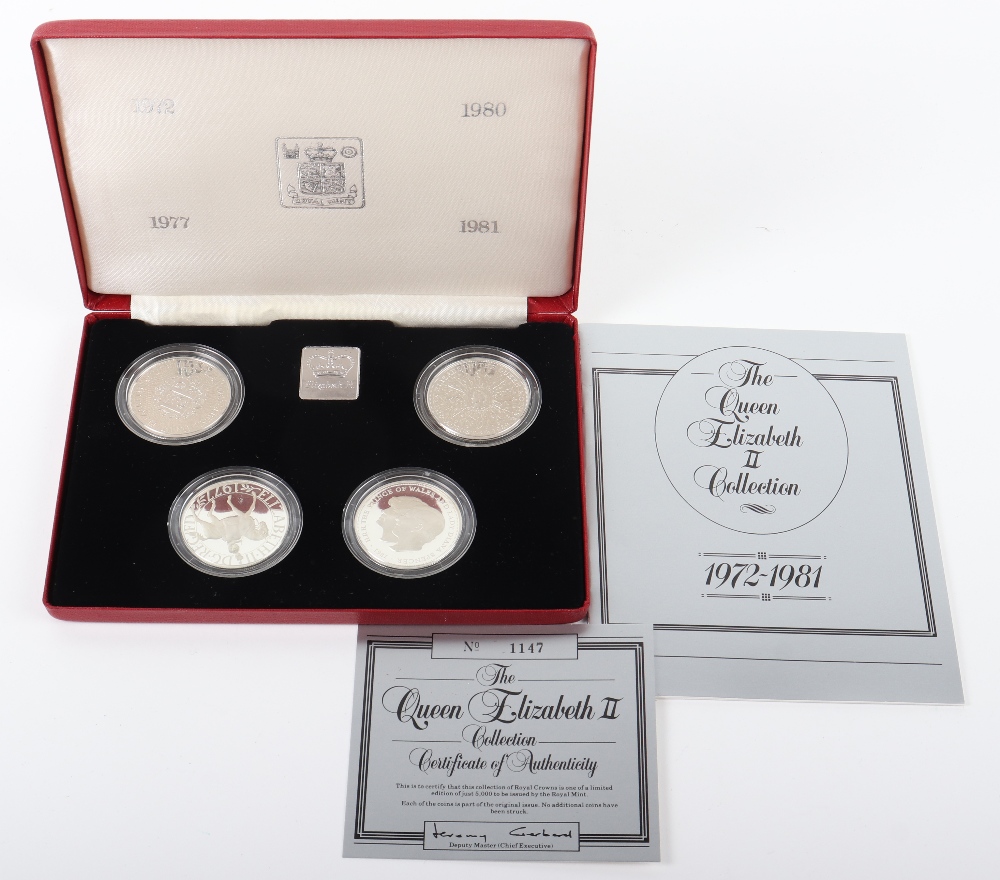 Royal Mint ‘The Queen Elizabeth II Collection 1972-1981’ four Silver Proof Crowns