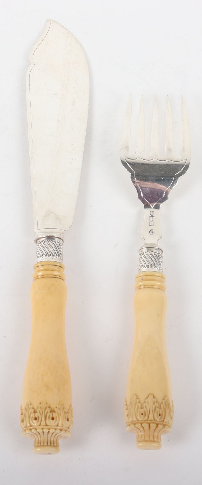 A pair of silver and carved ivory fish servers, William Hutton & Sons, London 1900 - Image 2 of 7
