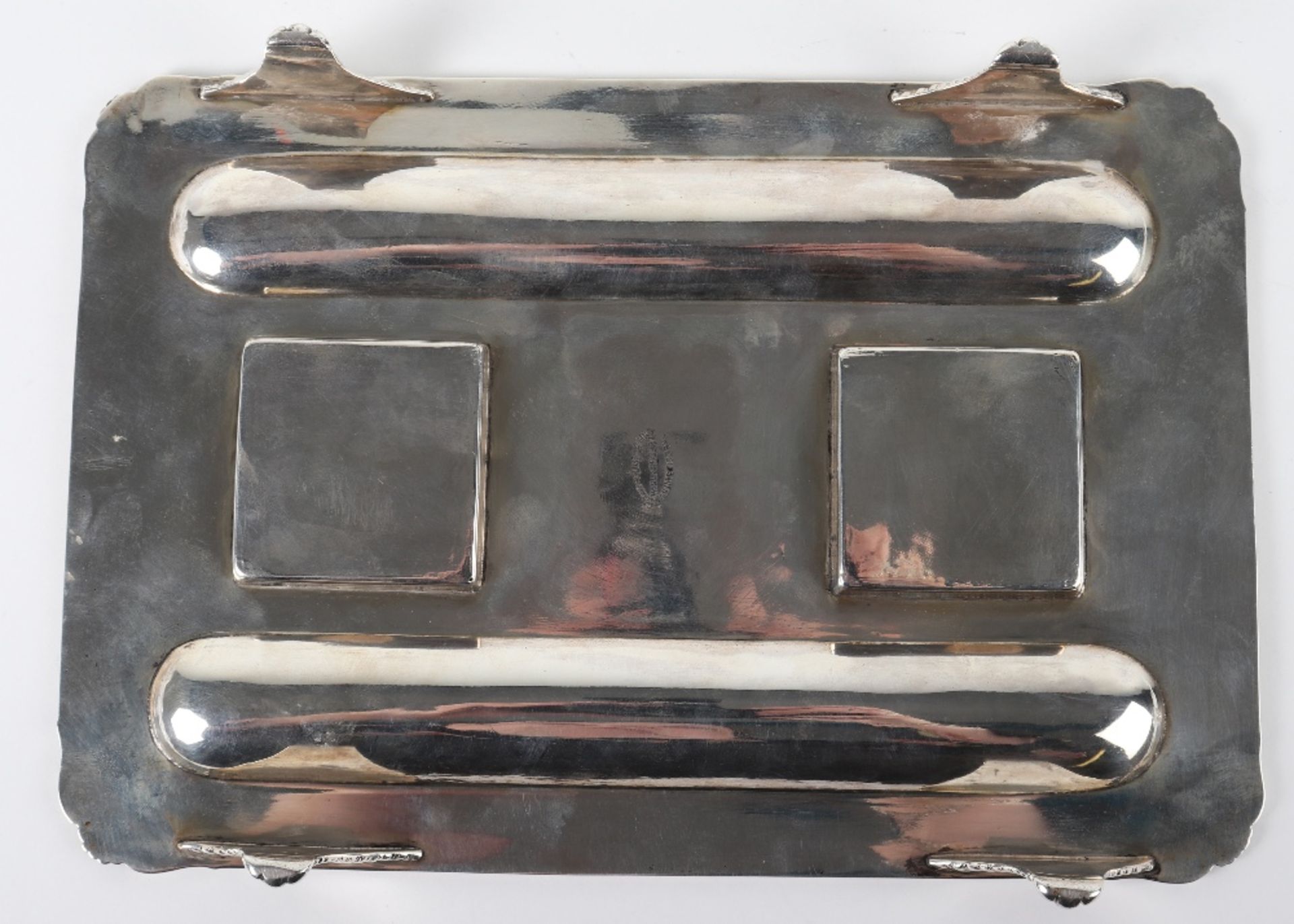 A Victorian silver twin pot inkstand, Gibson & Langman, London 1898 - Image 14 of 15