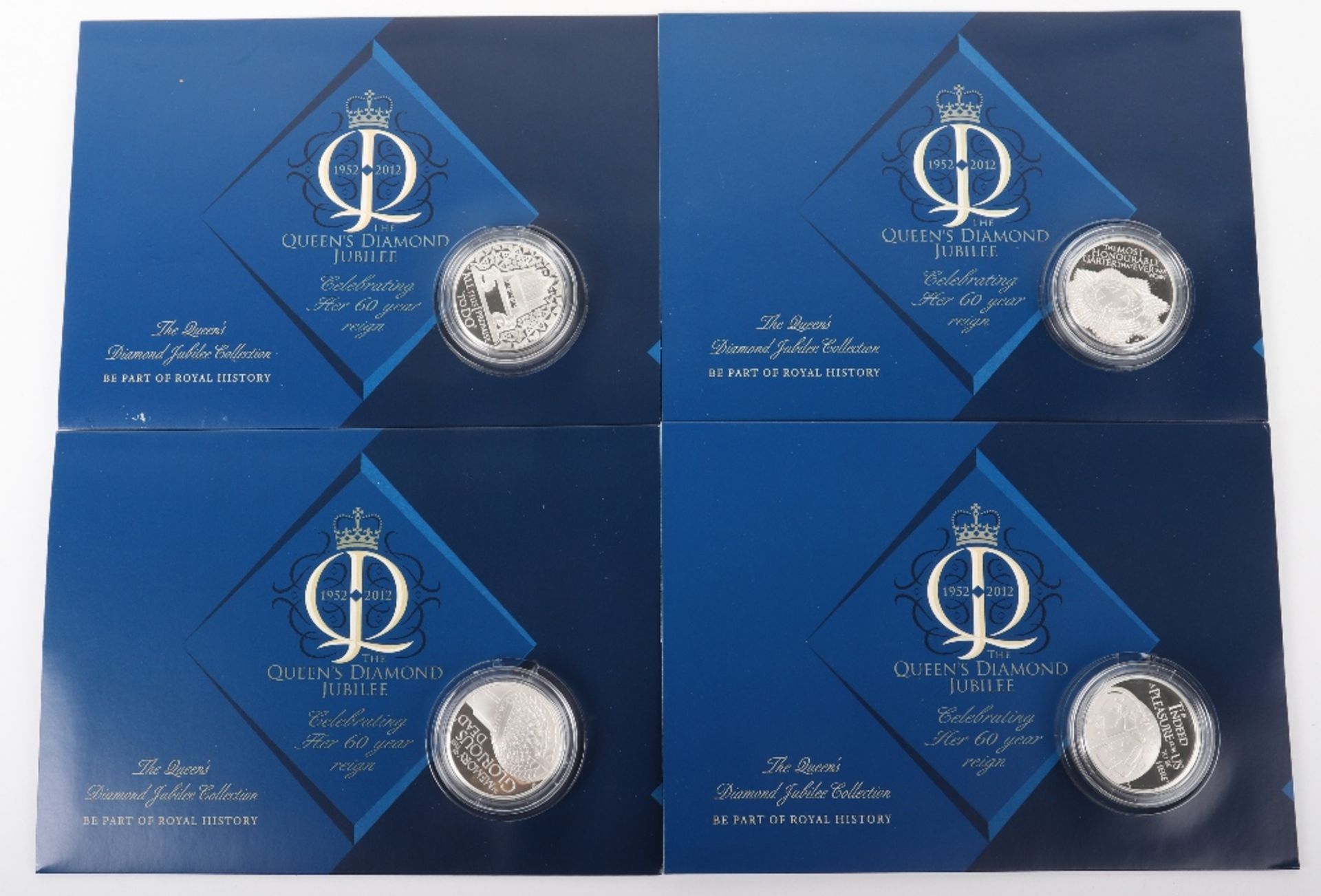 Four Royal Mint Silver One Ounce Coins for Elizabeth II Diamond Jubilee