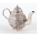 A miniature silver Chinese teapot