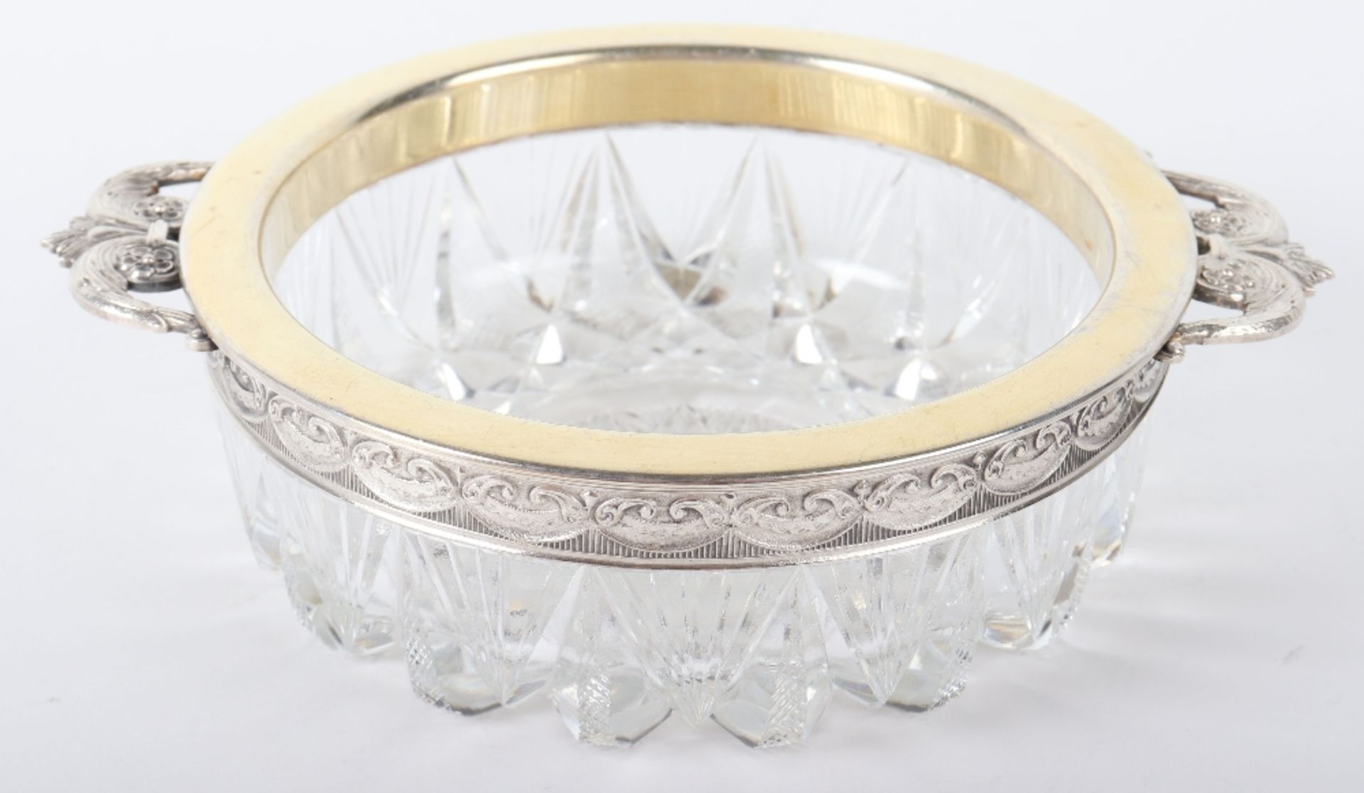 A Russian silver and glass bowl