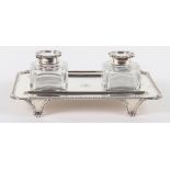 A Victorian silver twin pot inkstand, Gibson & Langman, London 1898