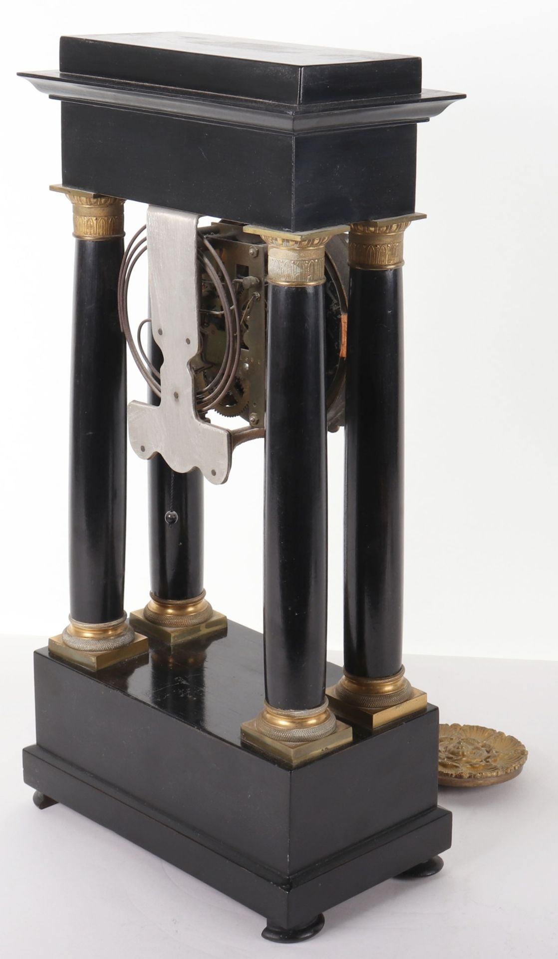 A late 19th/early 20th century German four pillar mantle clock by F.M.S (Friedrich Mauthe Schwenning - Bild 4 aus 9