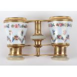 A pair of mother of pearl and guilloche enamel opera glasses