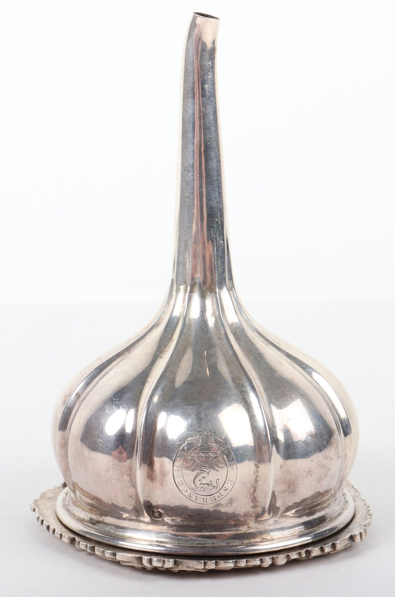 A 19th century French silver wine funnel