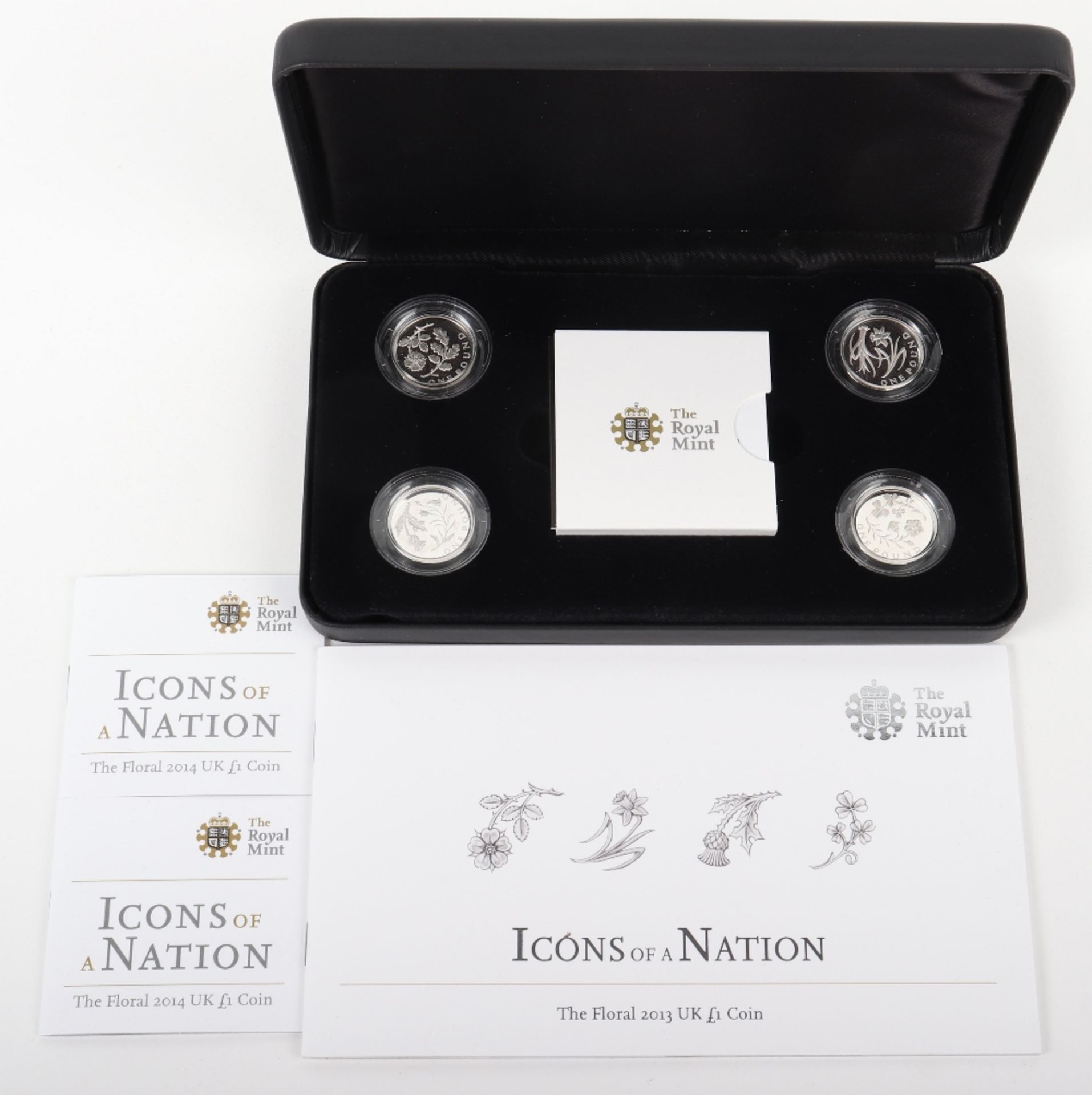 Royal Mint ‘Icons of a Nation The Floral’ 2014 One Pound four coin collection