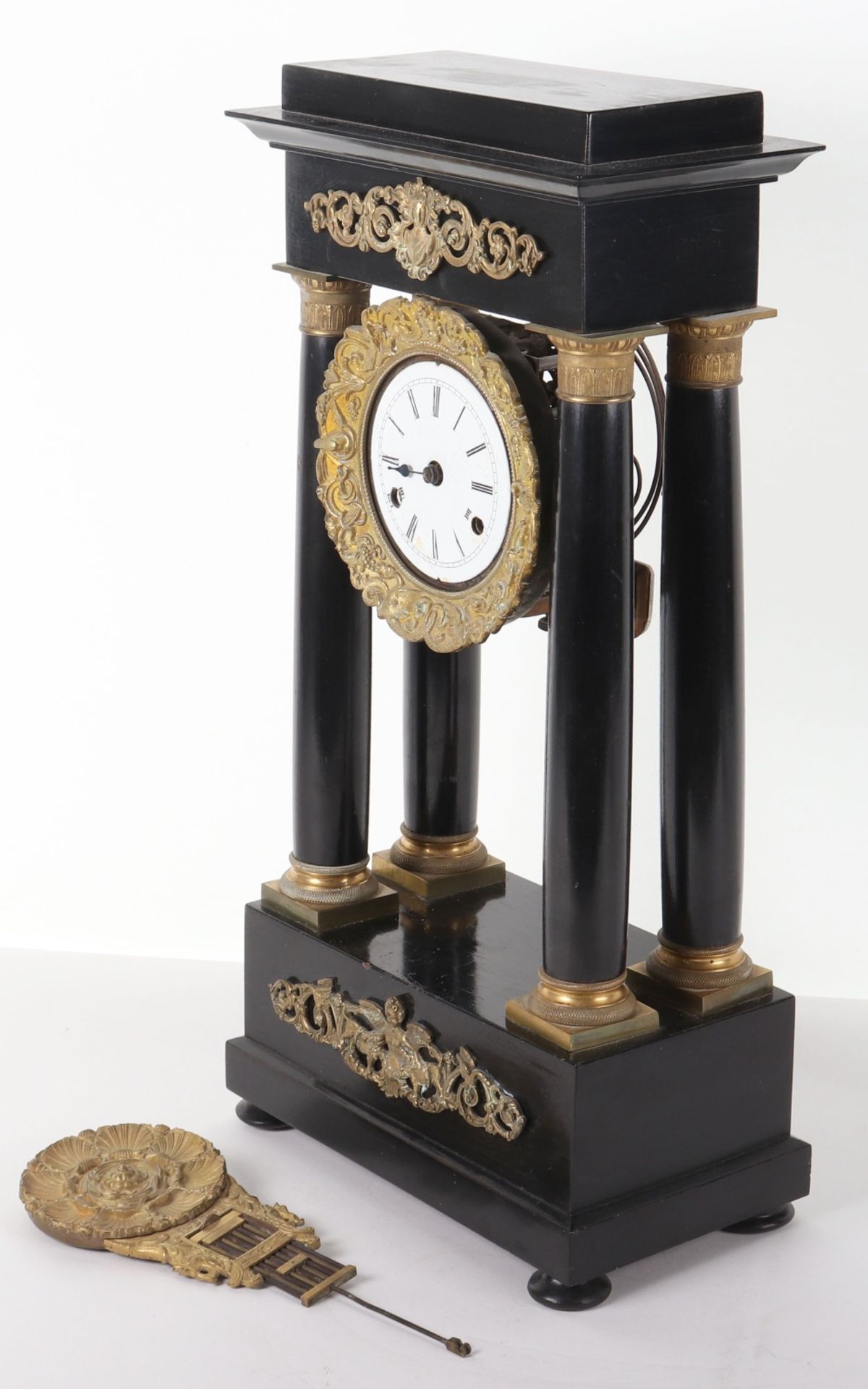 A late 19th/early 20th century German four pillar mantle clock by F.M.S (Friedrich Mauthe Schwenning - Bild 2 aus 9