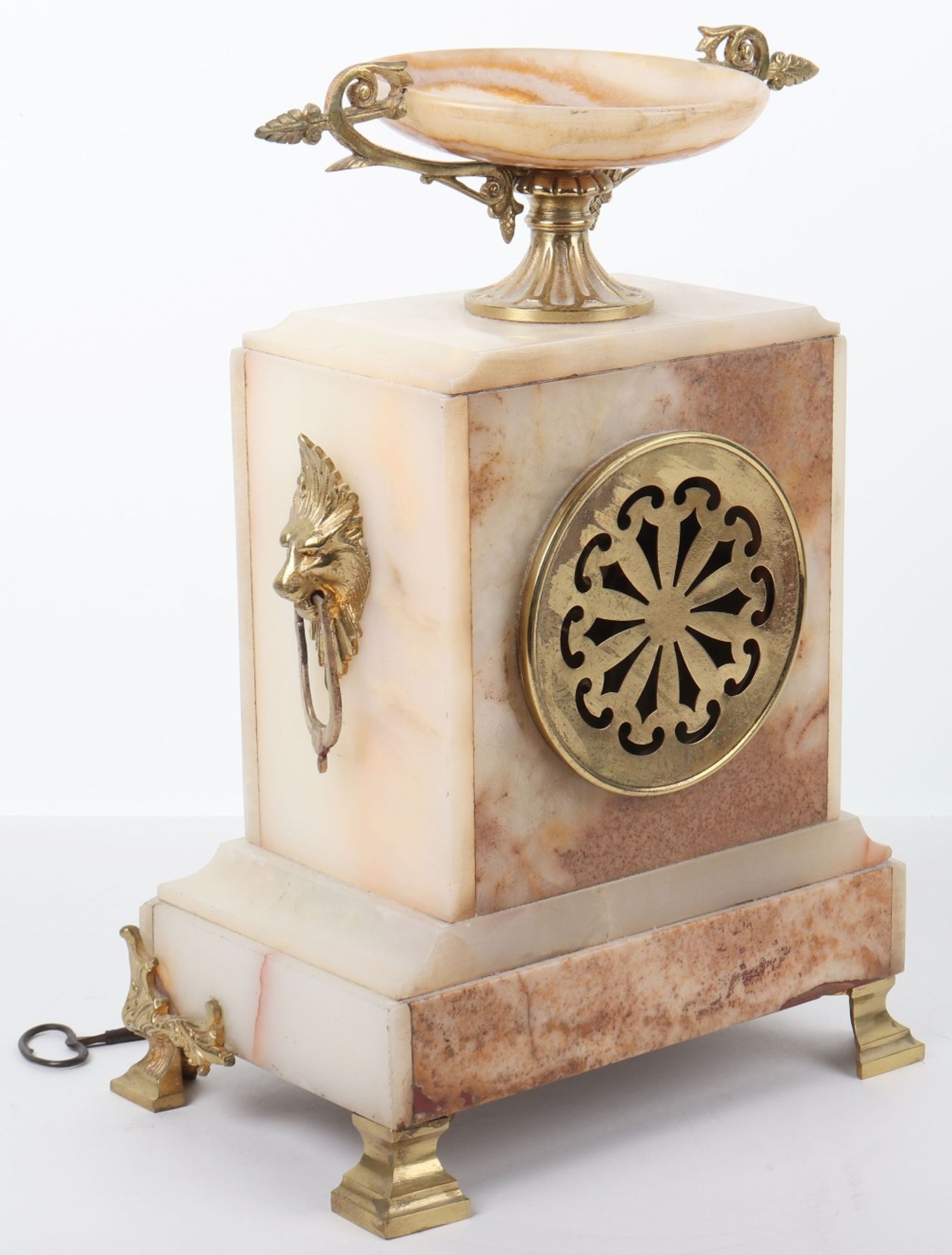 A 19th century French bronze and white marble mantle clock, by Richond, 11B Montmartre - Bild 9 aus 10