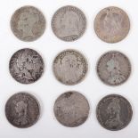 A selection of 19th century shillings