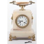 A 19th century French bronze and white marble mantle clock, by Richond, 11B Montmartre