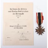 Third Reich Luftwaffe War Service Cross 2nd Class with Citation