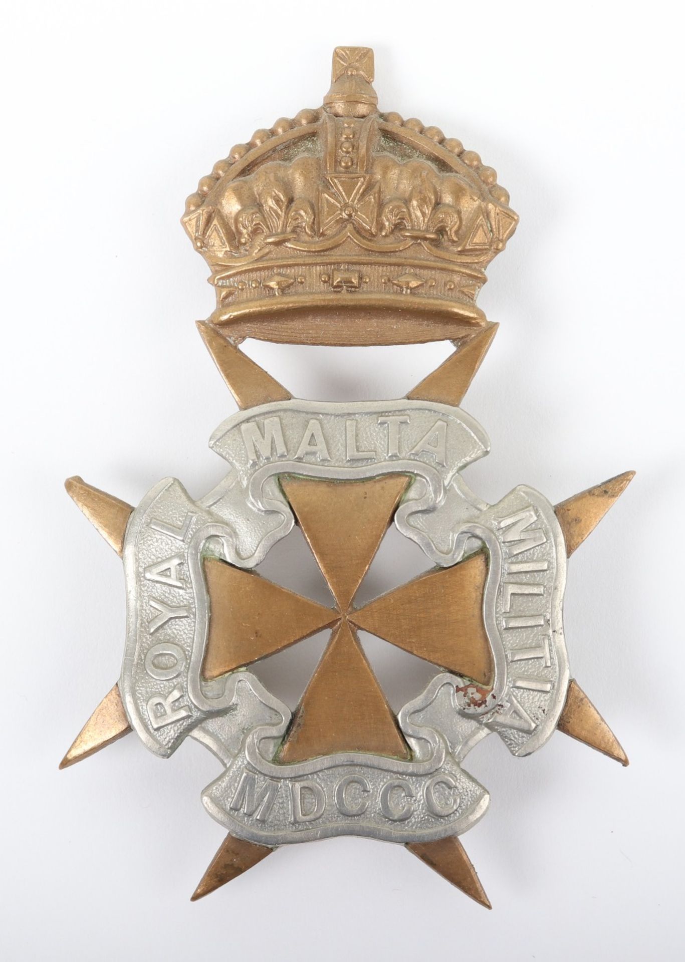 Post 1902 Royal Malta Militia Helmet Plate