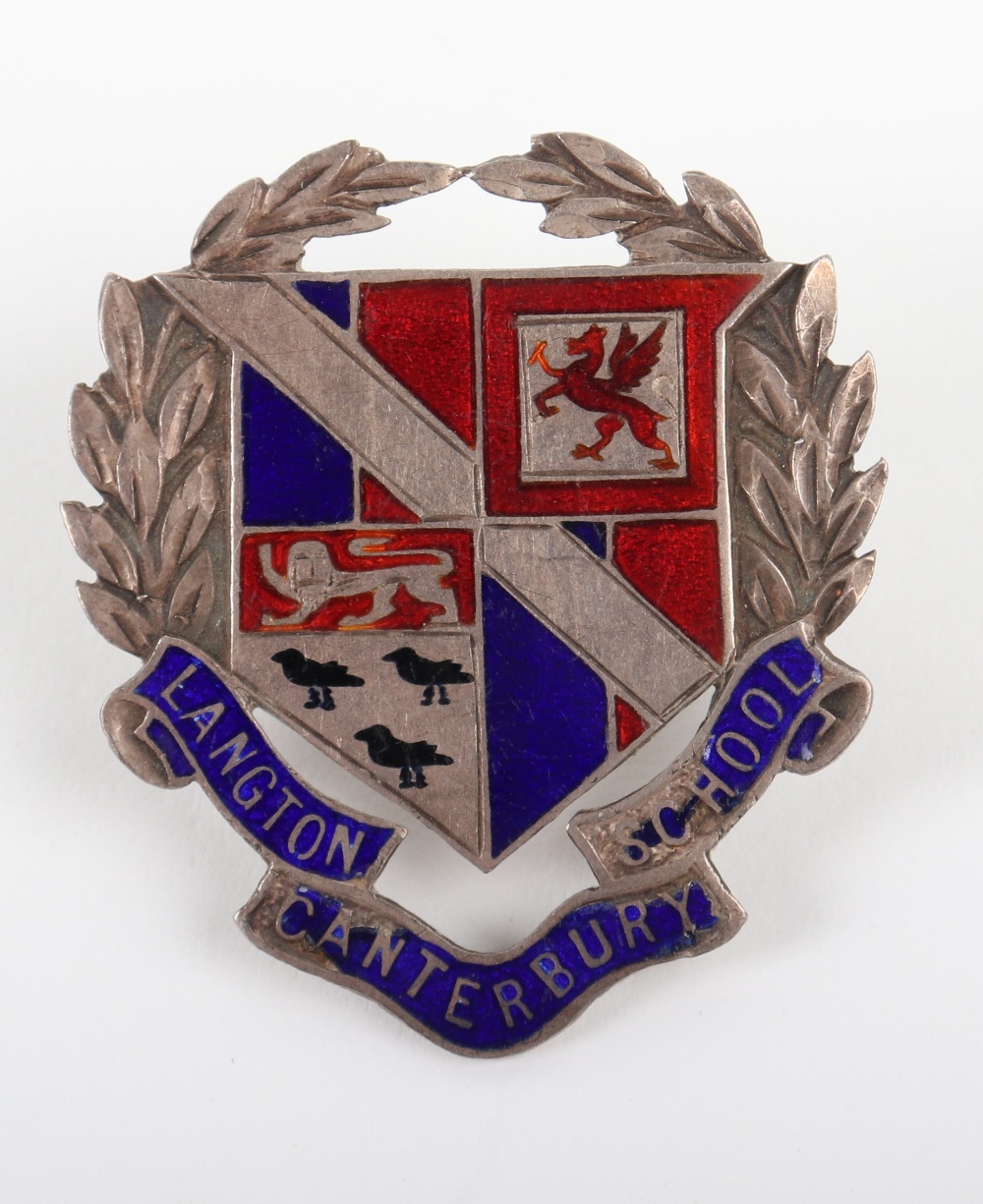 Silver OTC Langton School Canterbury Cap Badge