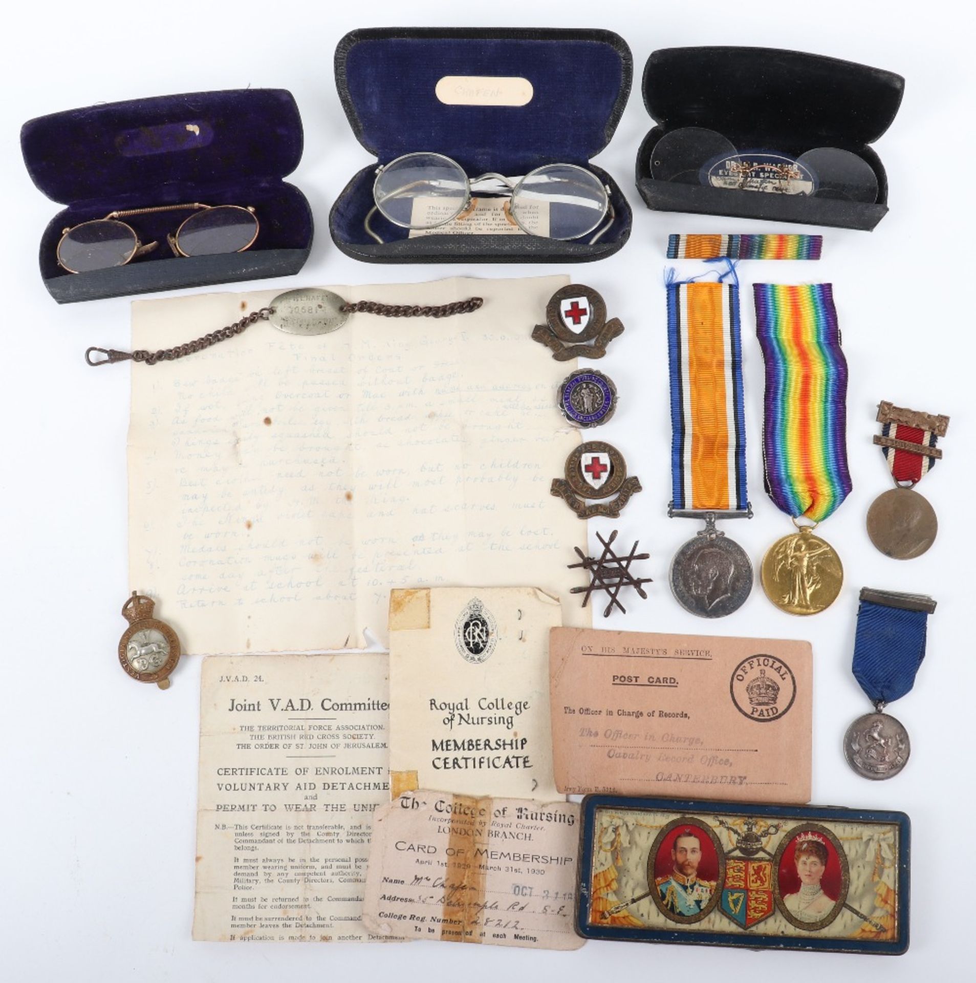 Great War Medal Pair and Nursing Medal Grouping
