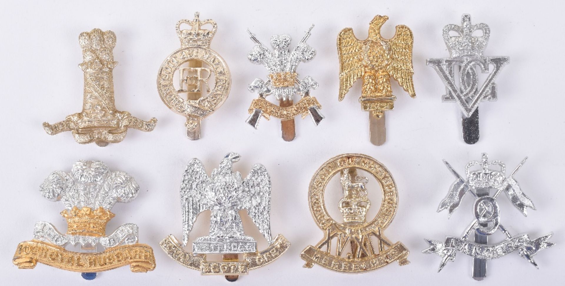 9x British Cavalry Regiment Anodised Cap Badges