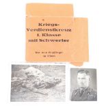 WW2 German War Merit cross 1st Class Outer Card Box and Photos