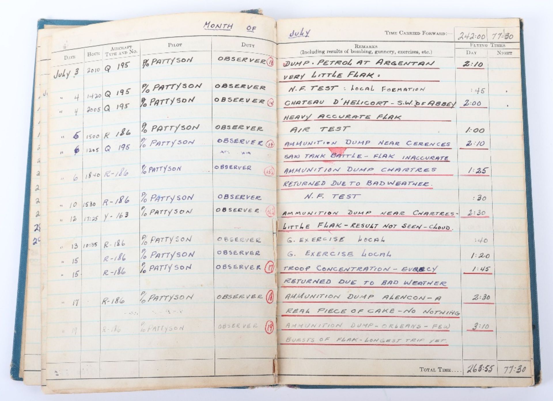 Interesting Royal Canadian Air Force Flying Log book of J.P. Werbowecki Navigator in Mitchell's with - Bild 10 aus 14