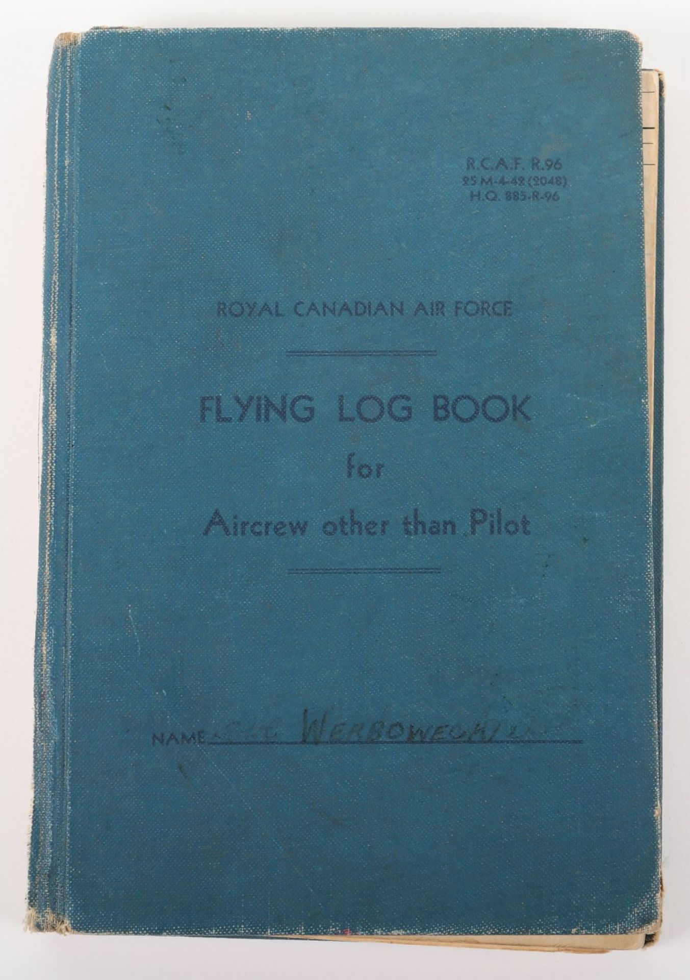 Interesting Royal Canadian Air Force Flying Log book of J.P. Werbowecki Navigator in Mitchell's with