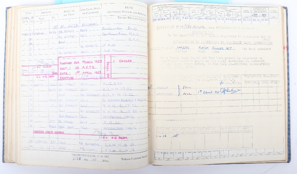 Royal Canadian Flying Log Book Log Book to Flt Lt. W.T.Fuller No 270/190/205 & 279 Squadrons - Image 8 of 10