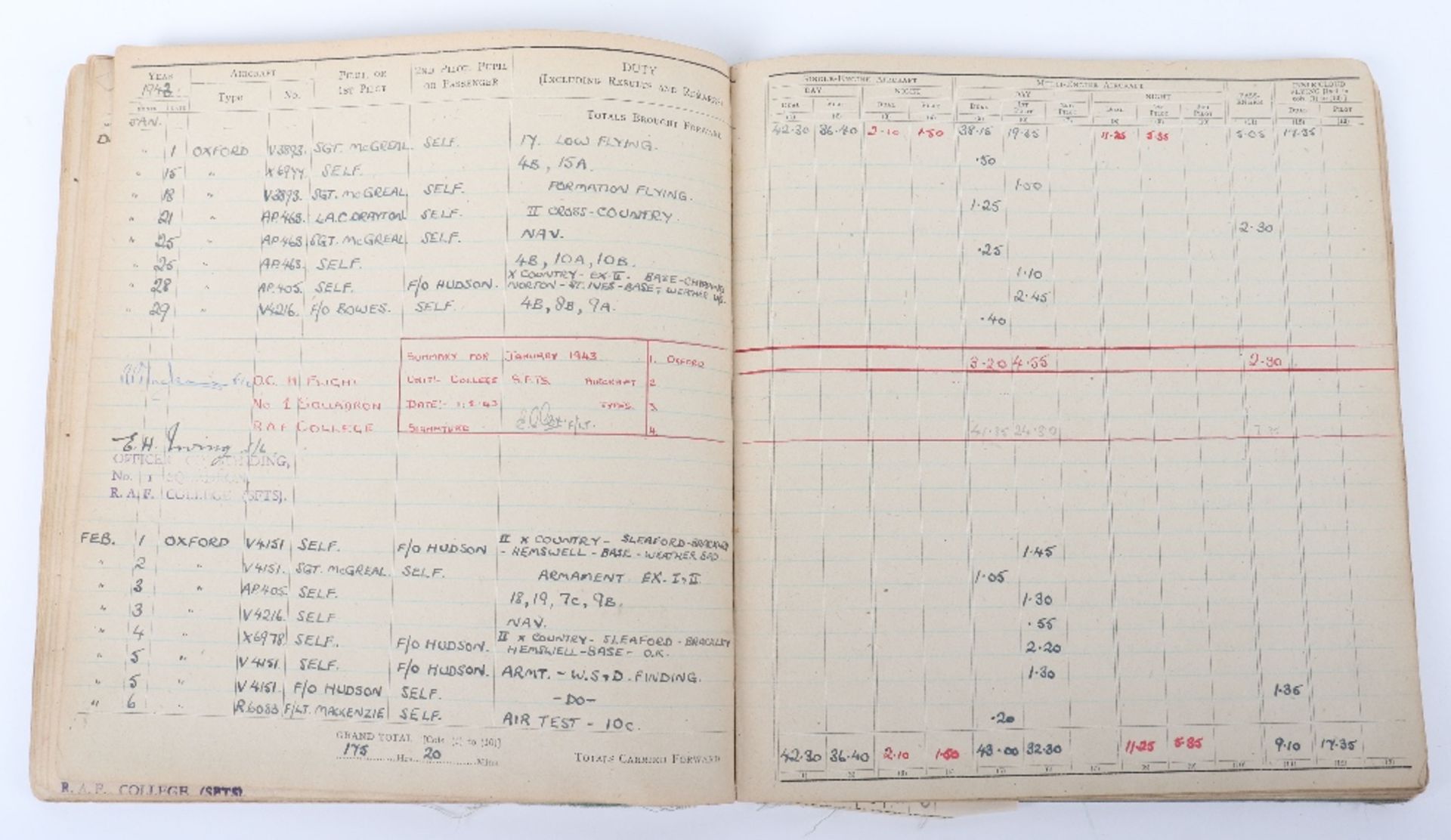 Royal Air Force Log Book Grouping of Flight Lieutenant E C Cox Number 15 and 29 Squadrons RAF, Serve - Bild 52 aus 87