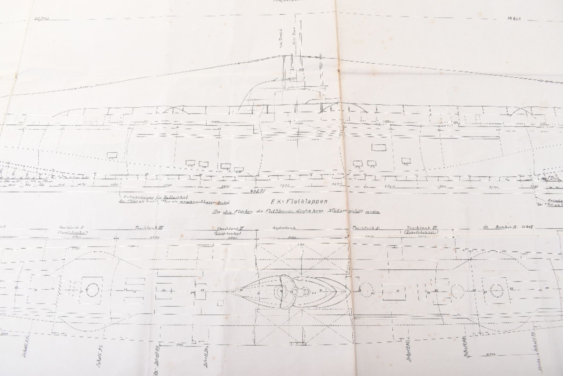 Rare Full Technical Specification Plans of Imperial German U-Boat U-160 - Image 7 of 8