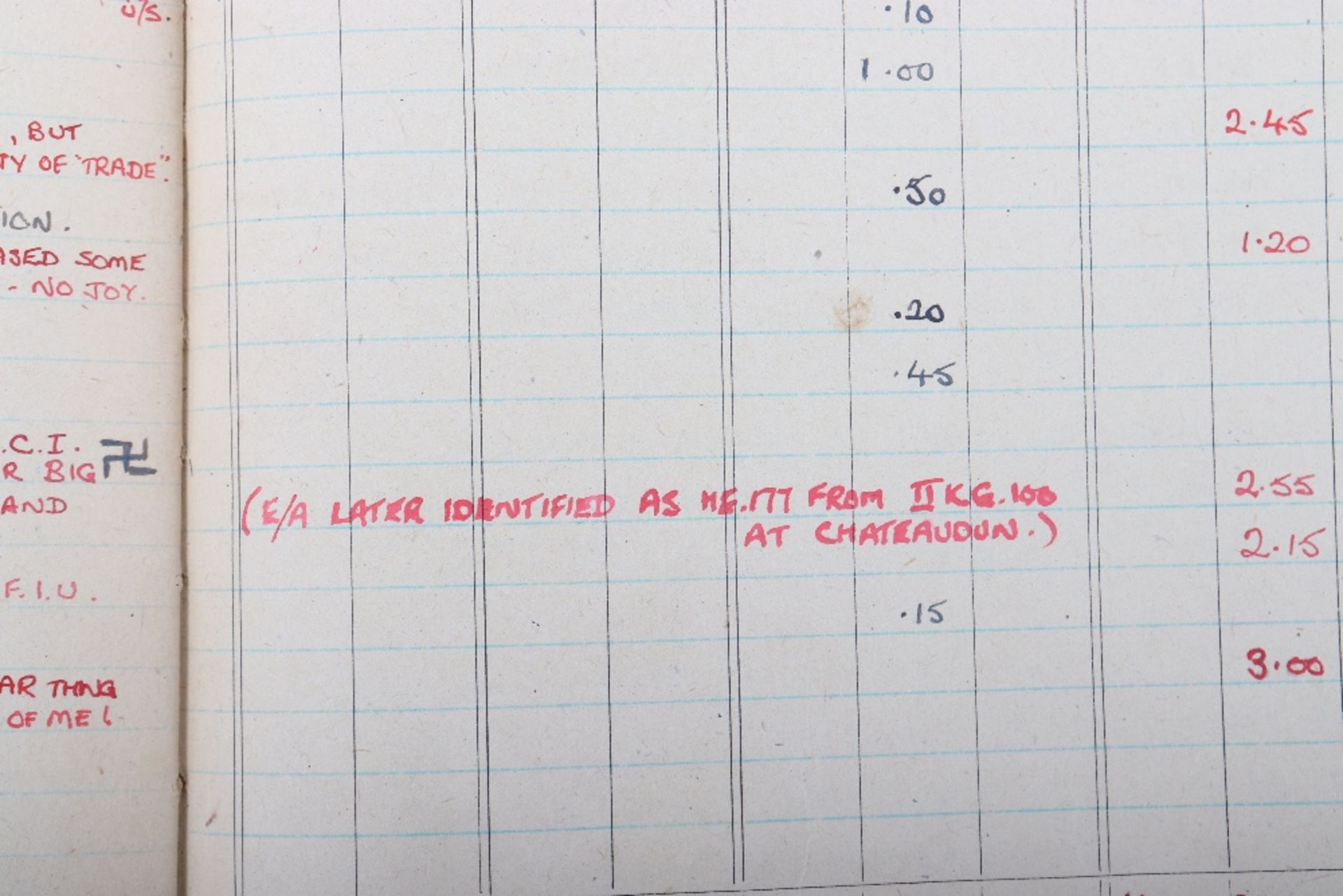 Royal Air Force Log Book Grouping of Flight Lieutenant E C Cox Number 15 and 29 Squadrons RAF, Serve - Image 68 of 87