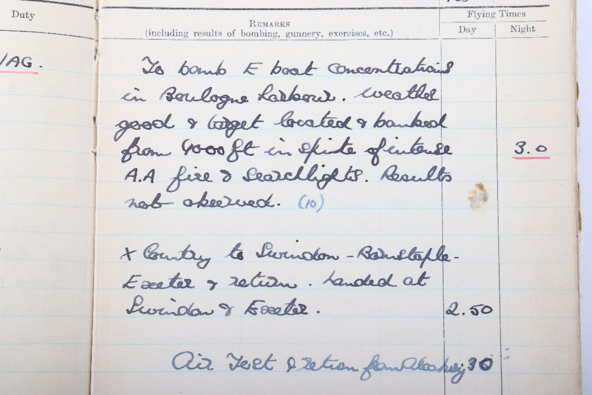 Royal Air Force Log Book Grouping of Flight Lieutenant E C Cox Number 15 and 29 Squadrons RAF, Serve - Image 26 of 87