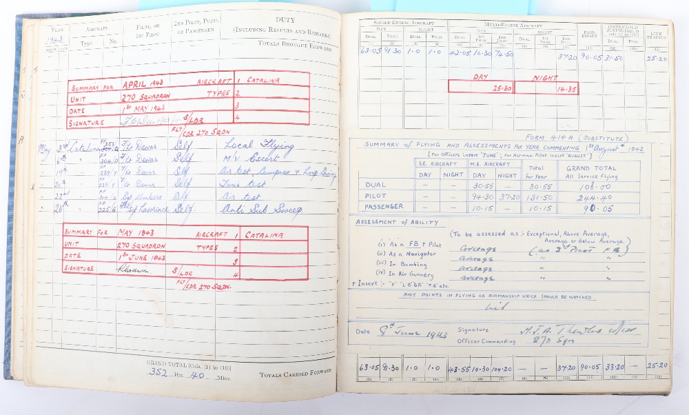 Royal Canadian Flying Log Book Log Book to Flt Lt. W.T.Fuller No 270/190/205 & 279 Squadrons - Image 4 of 10
