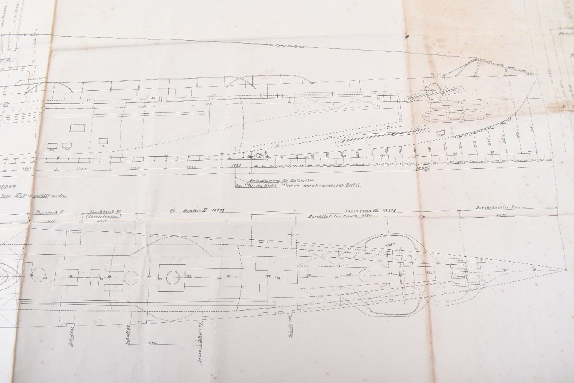 Rare Full Technical Specification Plans of Imperial German U-Boat U-160 - Image 6 of 8