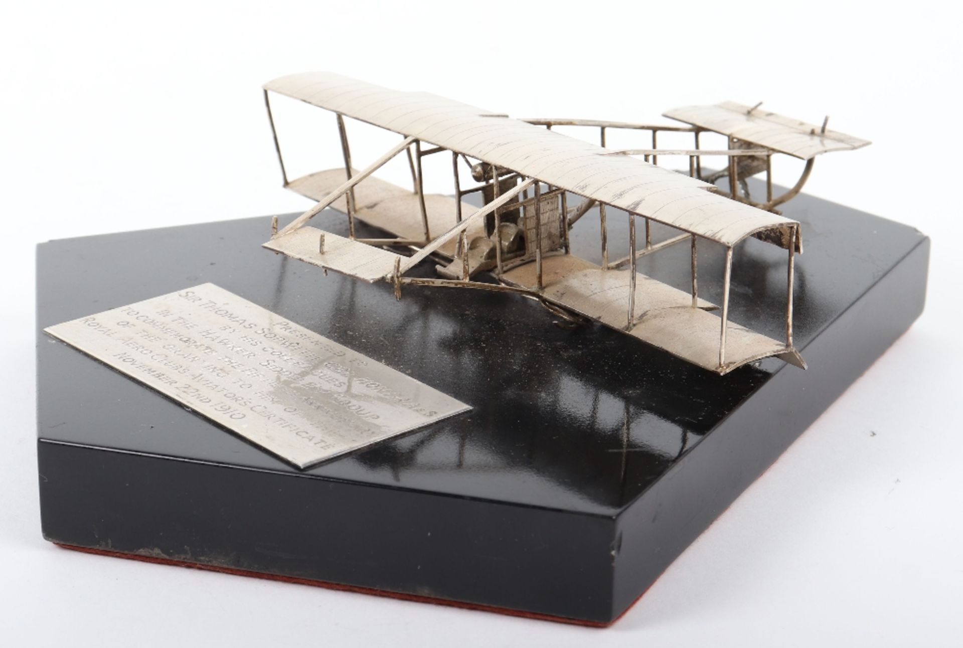 Historic Commemorative High Quality Silver Aircraft Model Presented to "SIR THOMAS SOPWITH CBE.HON.