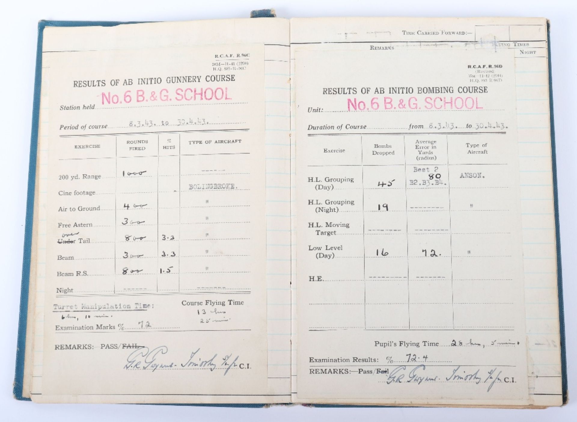 Interesting Royal Canadian Air Force Flying Log book of J.P. Werbowecki Navigator in Mitchell's with - Image 4 of 14