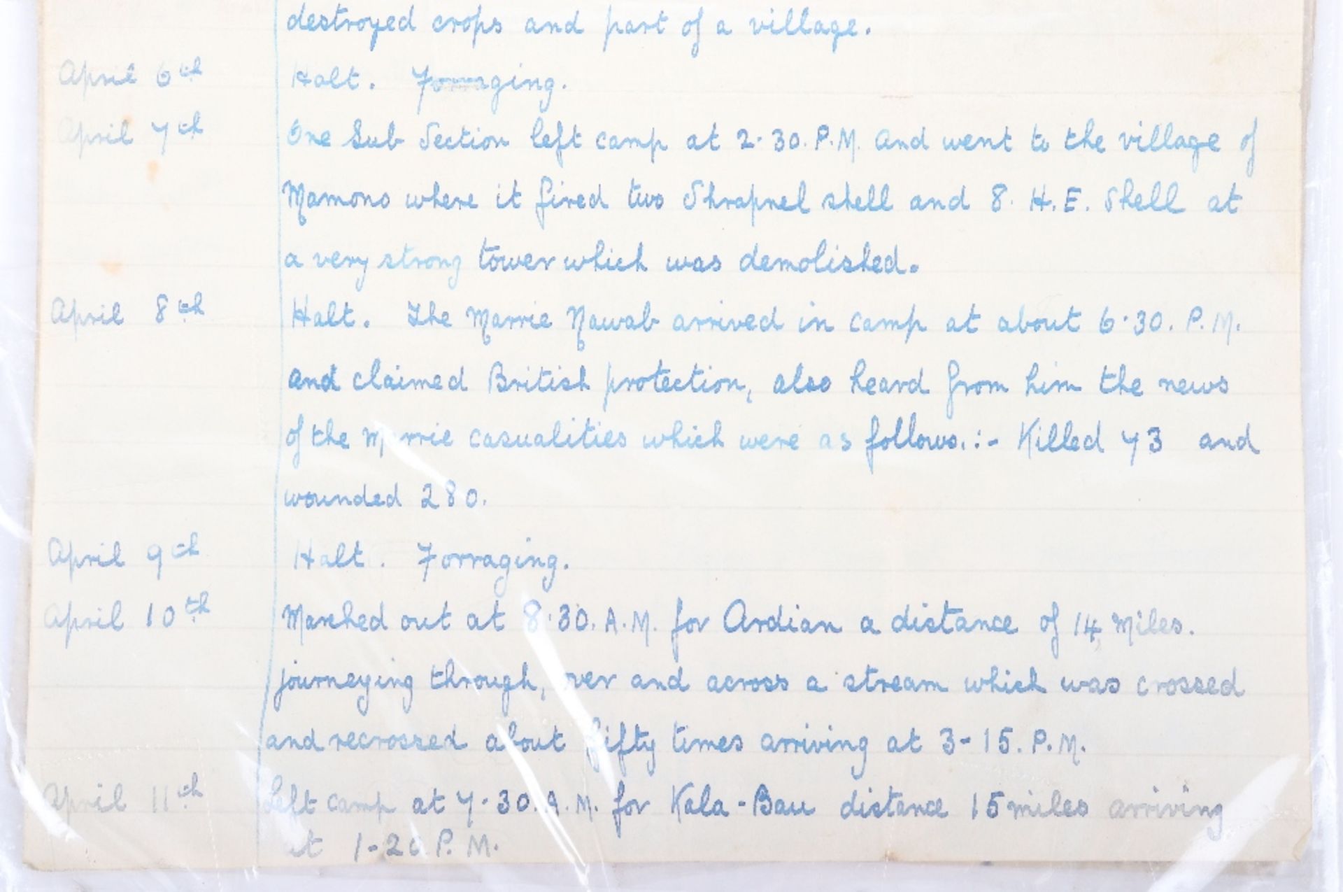 The Marri Field Force March to May 1918 (Buluchistan) Diarised Handwritten Account - Bild 9 aus 34