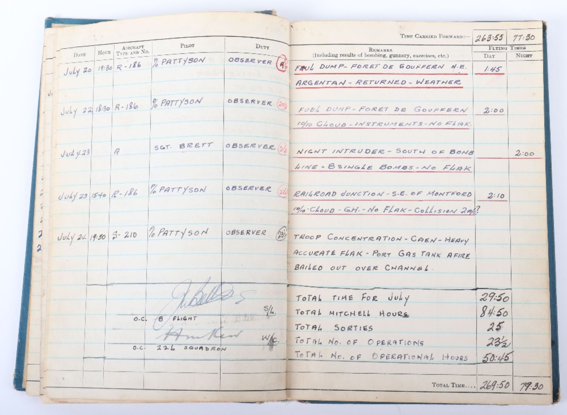 Interesting Royal Canadian Air Force Flying Log book of J.P. Werbowecki Navigator in Mitchell's with - Bild 13 aus 14