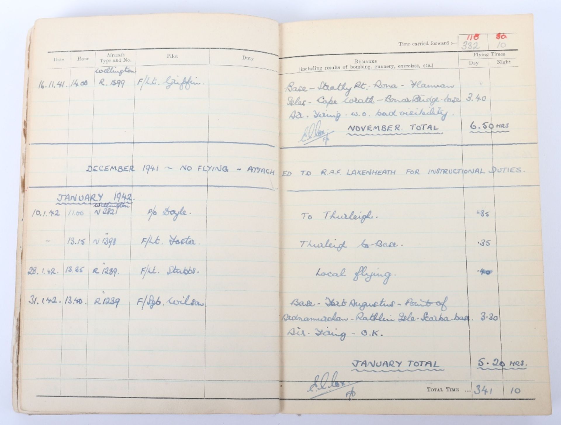 Royal Air Force Log Book Grouping of Flight Lieutenant E C Cox Number 15 and 29 Squadrons RAF, Serve - Bild 37 aus 87