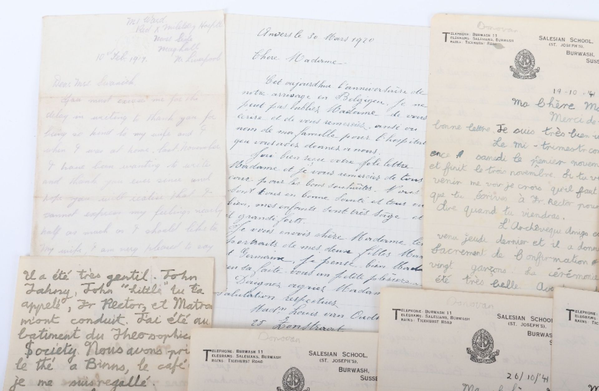 Archive of Letters etc. to a Mrs E. Swanick of Chesterfield who Supported POW's and Refugees in WWI - Image 12 of 12