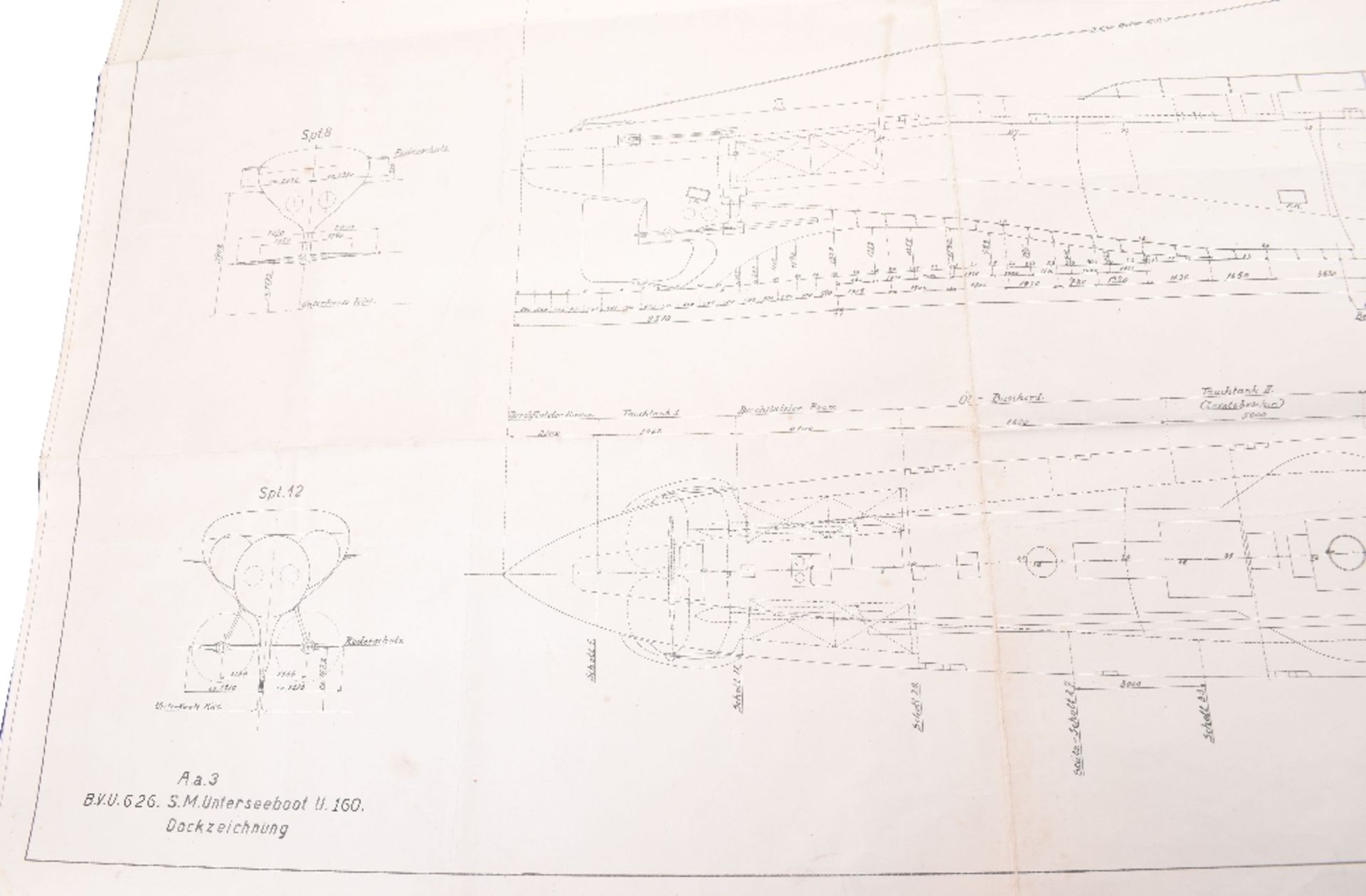 Rare Full Technical Specification Plans of Imperial German U-Boat U-160 - Image 2 of 8