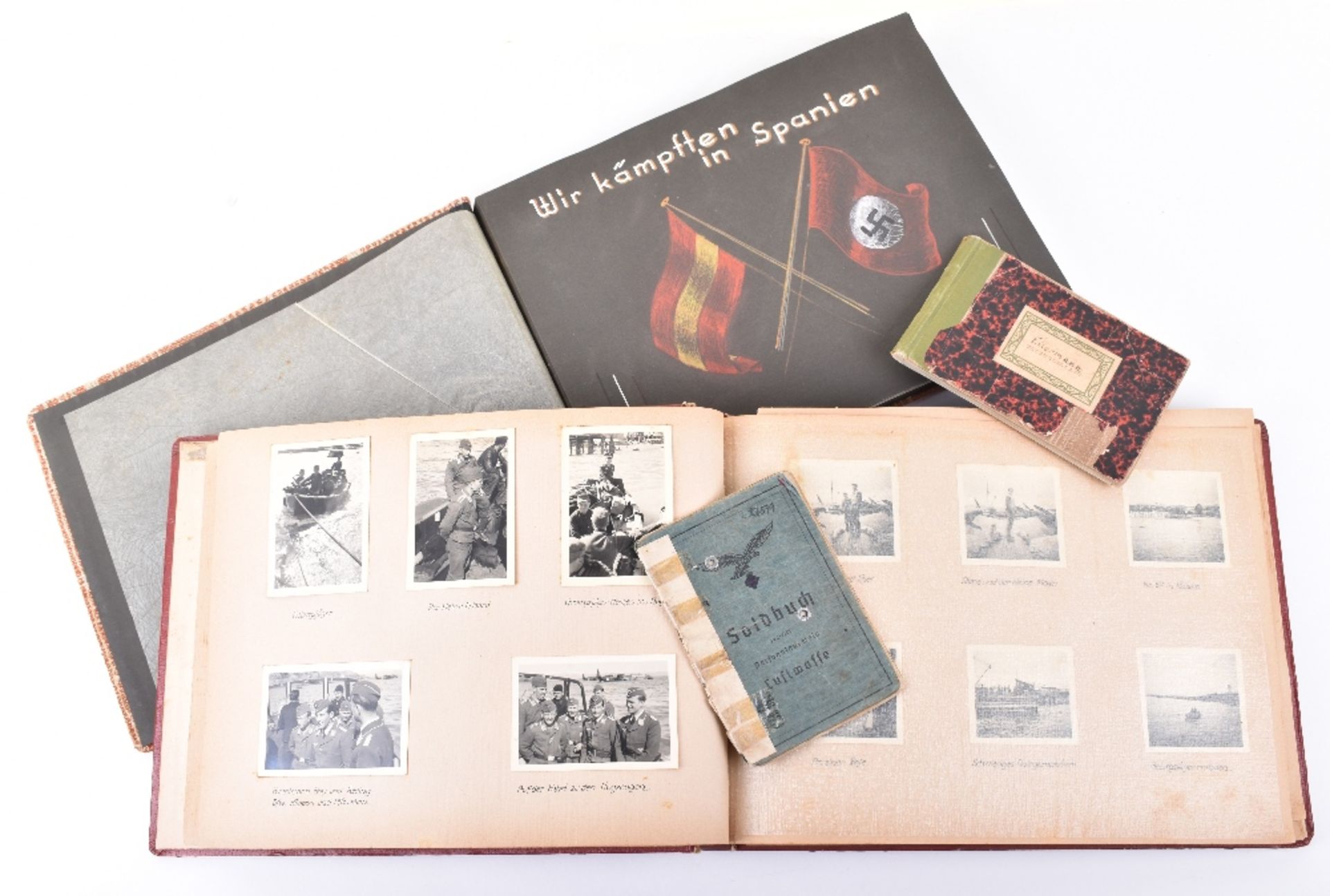 Outstanding and Historically Interesting Luftwaffe Photograph Album, Log Book and Soldbuch of Observ