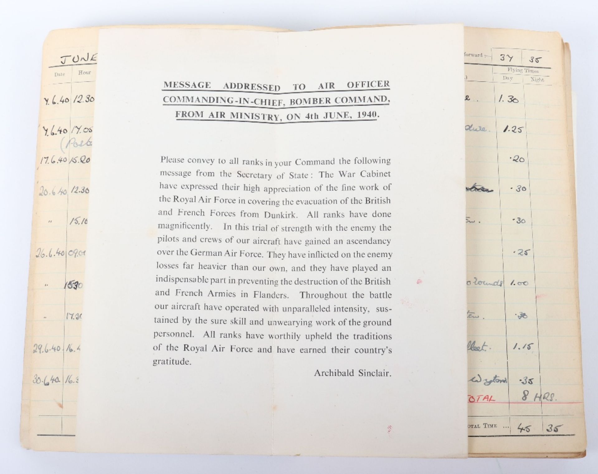 Royal Air Force Log Book Grouping of Flight Lieutenant E C Cox Number 15 and 29 Squadrons RAF, Serve - Image 9 of 87