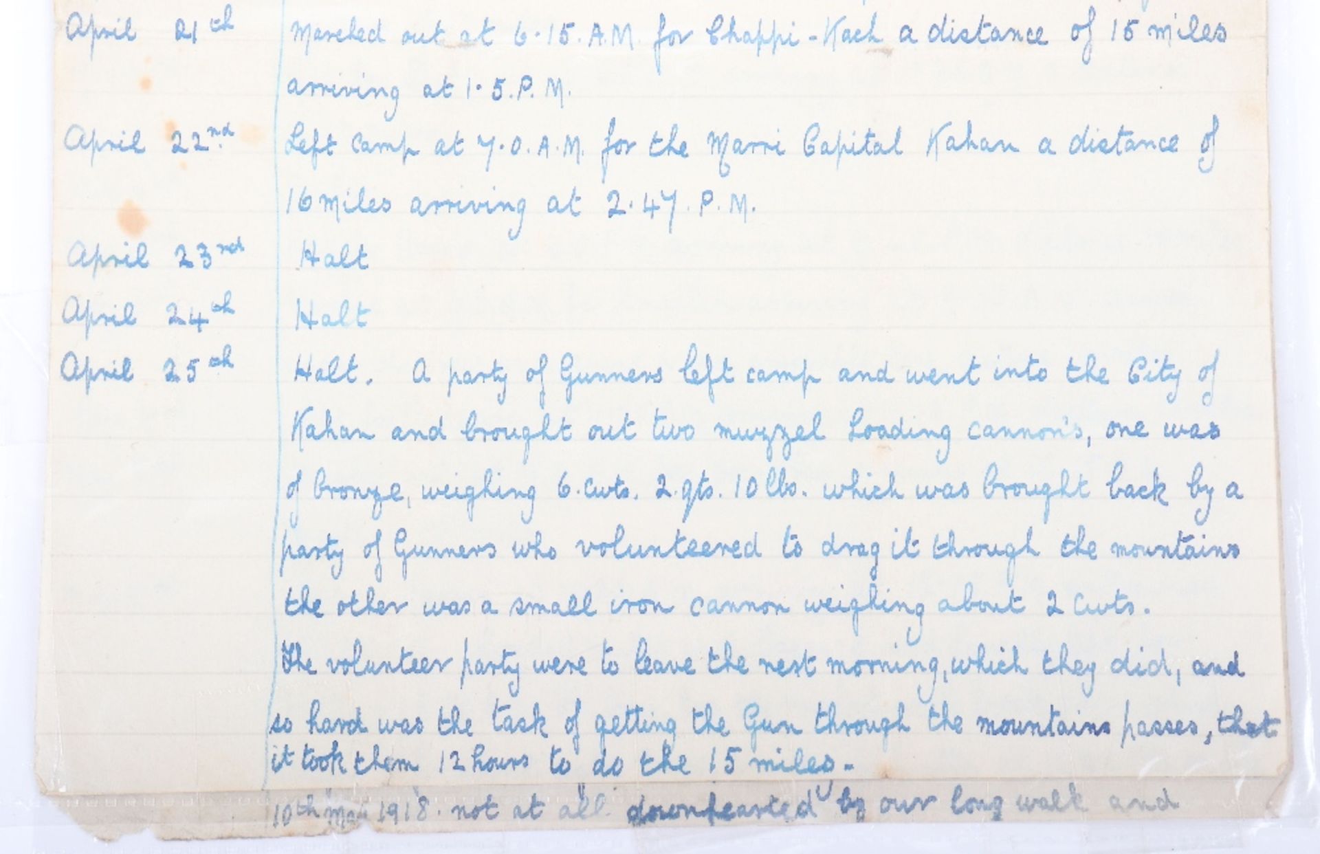 The Marri Field Force March to May 1918 (Buluchistan) Diarised Handwritten Account - Bild 17 aus 34