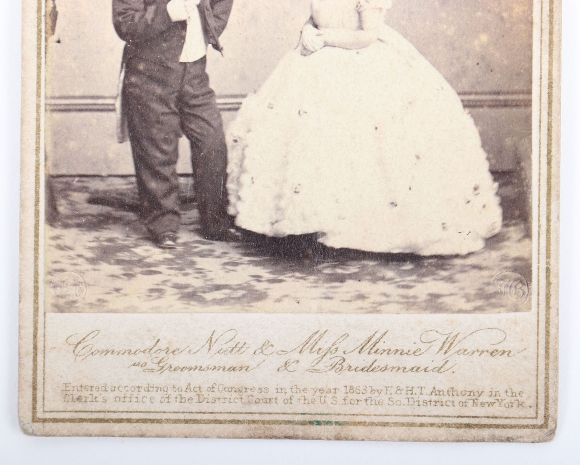 Rare Matthew Brady c.1863 Carte de Viste of Commodore Nutt [George Washington Morrison Nutt] and Mis - Image 5 of 5